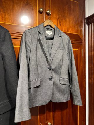 Traje chaqueta gris espiga T38