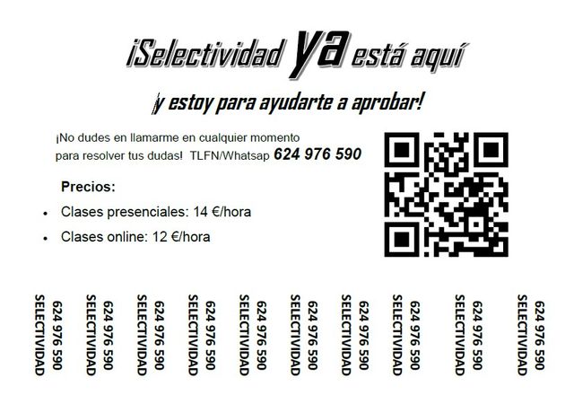 profesor particular de matemáticas, selectividad