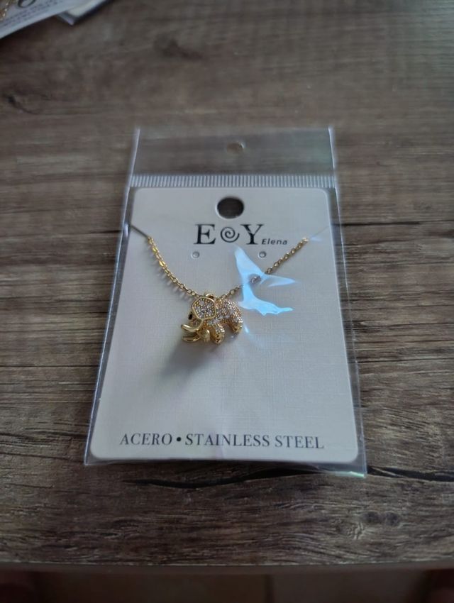 Collar elefante de la suerte oro y plata