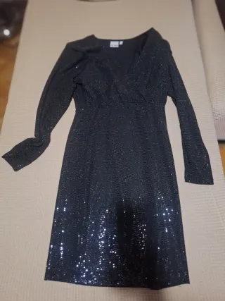 Vestido fiesta ICHI negro plateado