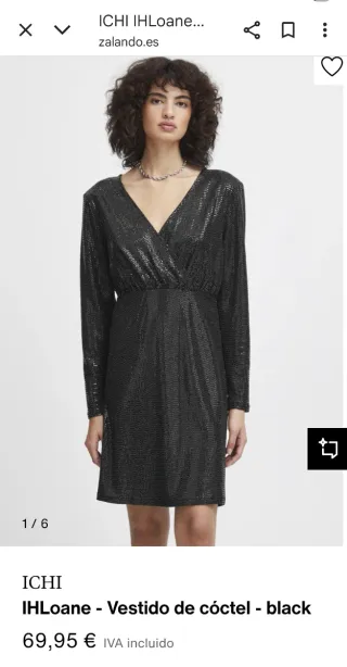 Vestido fiesta ICHI negro plateado