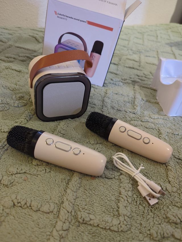 Novo Karaoke Portátil com Microfones