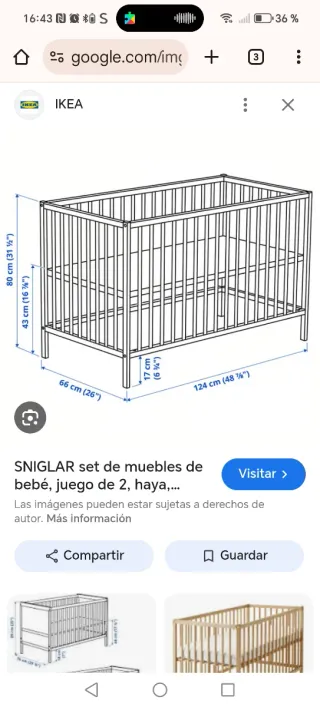Cuna infantil de madera