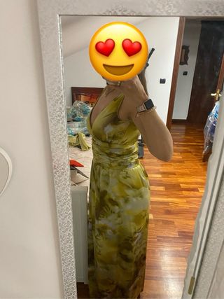 Vestido fiesta seda verde T38-40