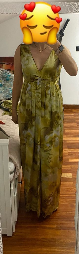 Vestido fiesta seda verde T38-40