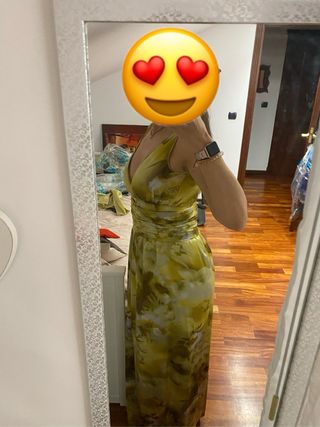 Vestido fiesta seda verde T38-40