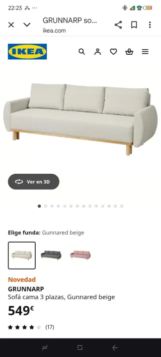 Sofá Cama Ikea Beige 