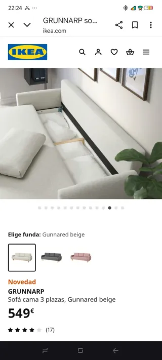 Sofá Cama Ikea Beige 