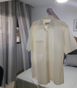 Camisa manga corta beige