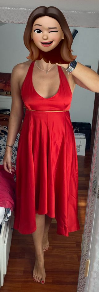 Vestido rojo fiesta hecho a medida T40