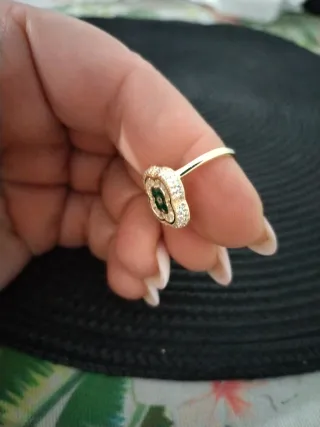 Anillo Plata 925 Mujer Flor Verde