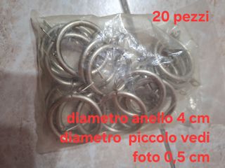 20 Ganci per Tende in Metallo Argento