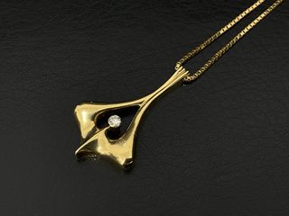 cadena oro 18k con piedra con diamante 20cm