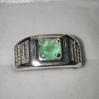 Anillo Hombre Esmeralda Plata