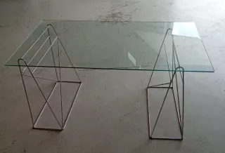 Mesa de centro cristal y metal