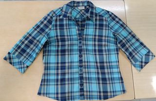 Camisa CANDA cuadros azul y turquesa