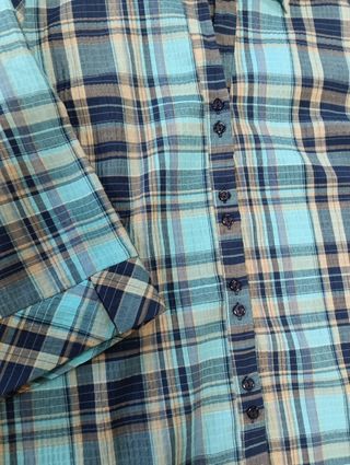 Camisa CANDA cuadros azul y turquesa