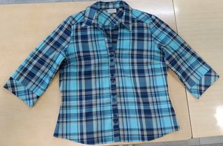 Camisa CANDA cuadros azul y turquesa