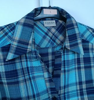 Camisa Cuadros Azul Turquesa CANDA Talla 46/48