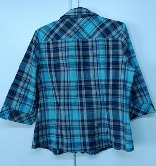 Camisa Cuadros Azul Turquesa CANDA Talla 46/48