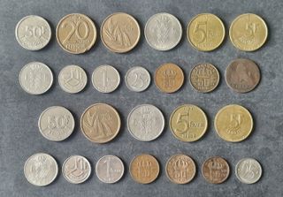 25 MONEDAS DE BELGICA DE DIFERENTE MODELO (1)