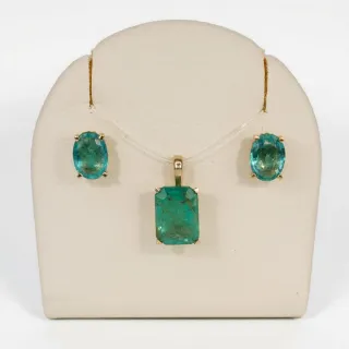 Conjunto Esmeraldas Naturales Oro