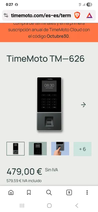 TimeMoto TM-626 Terminal Control Acceso