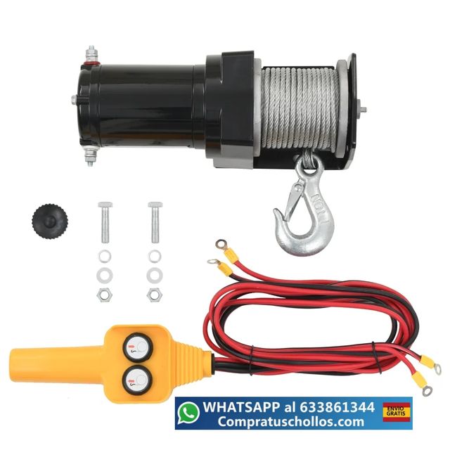 Cabrestante Eléctrico 12V 907kg con Mando