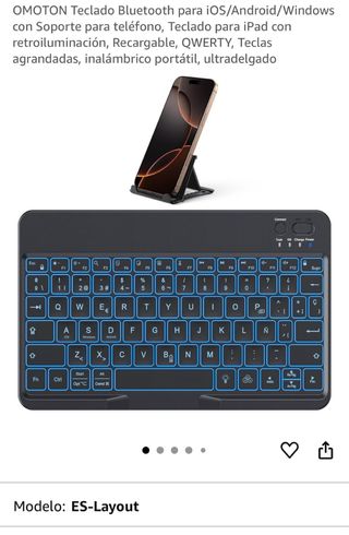 Teclado Bluetooth OMOTON Retroiluminado QWERTY ES