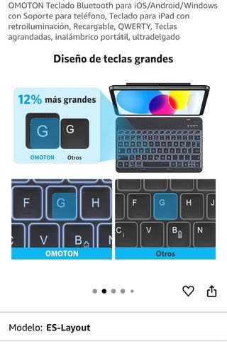 Teclado Bluetooth OMOTON Retroiluminado QWERTY ES