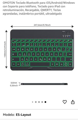 Teclado Bluetooth OMOTON Retroiluminado QWERTY ES