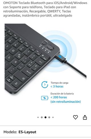Teclado Bluetooth OMOTON Retroiluminado QWERTY ES