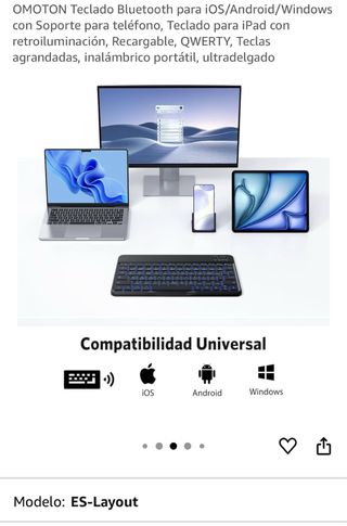 Teclado Bluetooth OMOTON Retroiluminado QWERTY ES