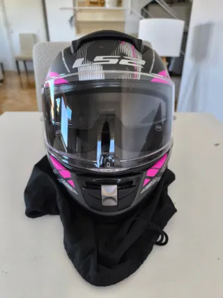 Casco Moto LS2 Negro Rosa Talla XXS