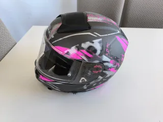 Casco Moto LS2 Negro Rosa Talla XXS