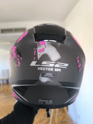 Casco Moto LS2 Negro Rosa Talla XXS