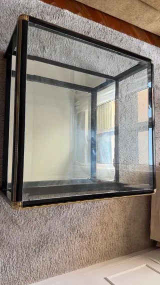 Mesa de centro cristal y metal negra