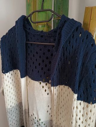 Cárdigan mujer M L lana invierno capucha