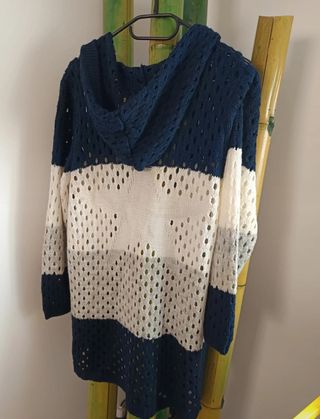 Cárdigan mujer M L lana invierno capucha