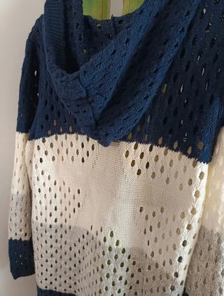 Cárdigan mujer M L lana invierno capucha