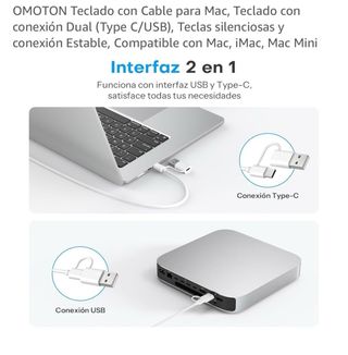 Teclado OMOTON Cable Dual Mac Type C/USB