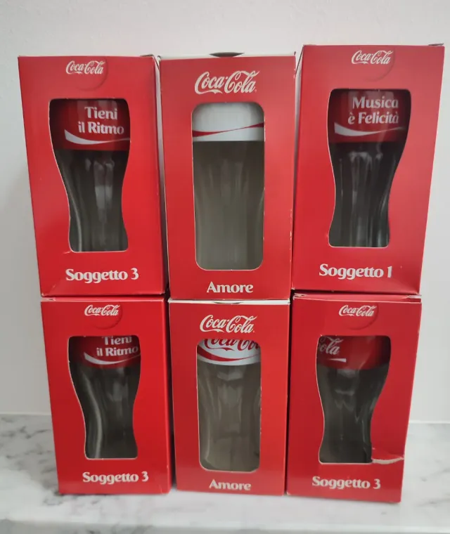 Set 6 Bicchieri Coca Cola Amore Musica Ritmo