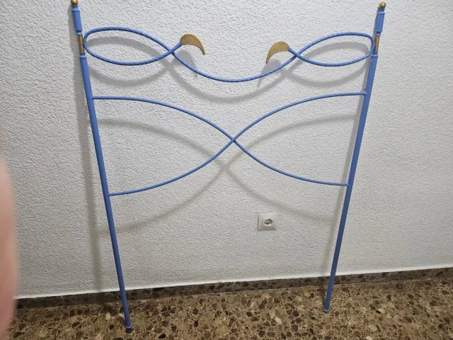 Cabecero de forja 90cm azul y dorado