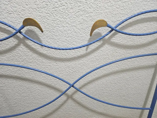 Cabecero de forja 90cm azul y dorado