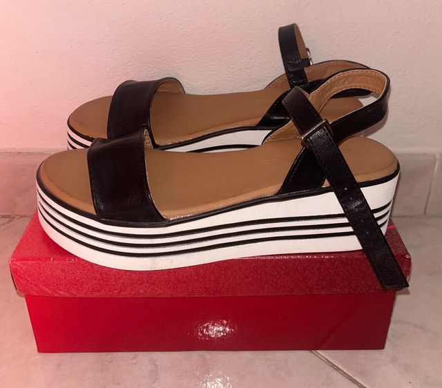 Sandali zebrati nere e bianche (39)