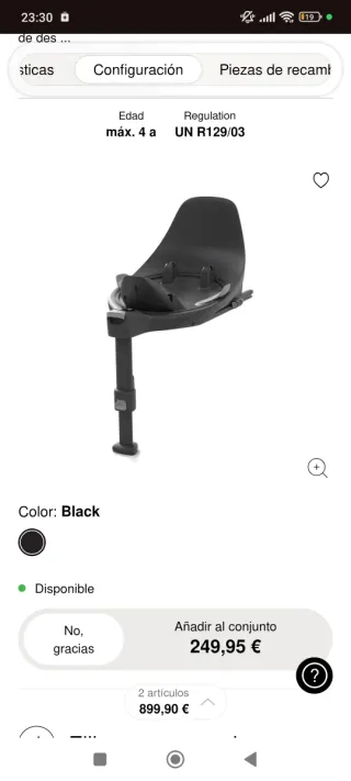 Silla coche Cybex portabebés 