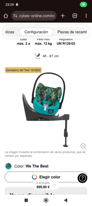 Silla coche Cybex portabebés 