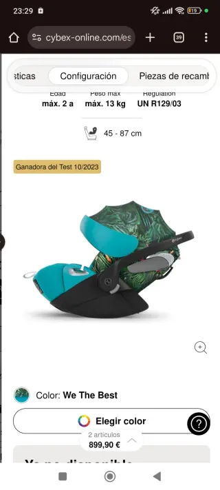 Silla coche Cybex portabebés 