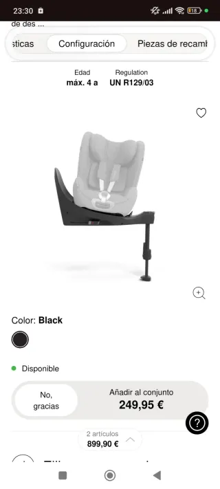 Silla coche Cybex portabebés 