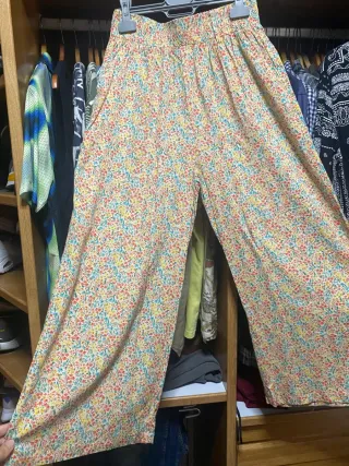Lote 3 pantalones anchos estampados mujer talla U